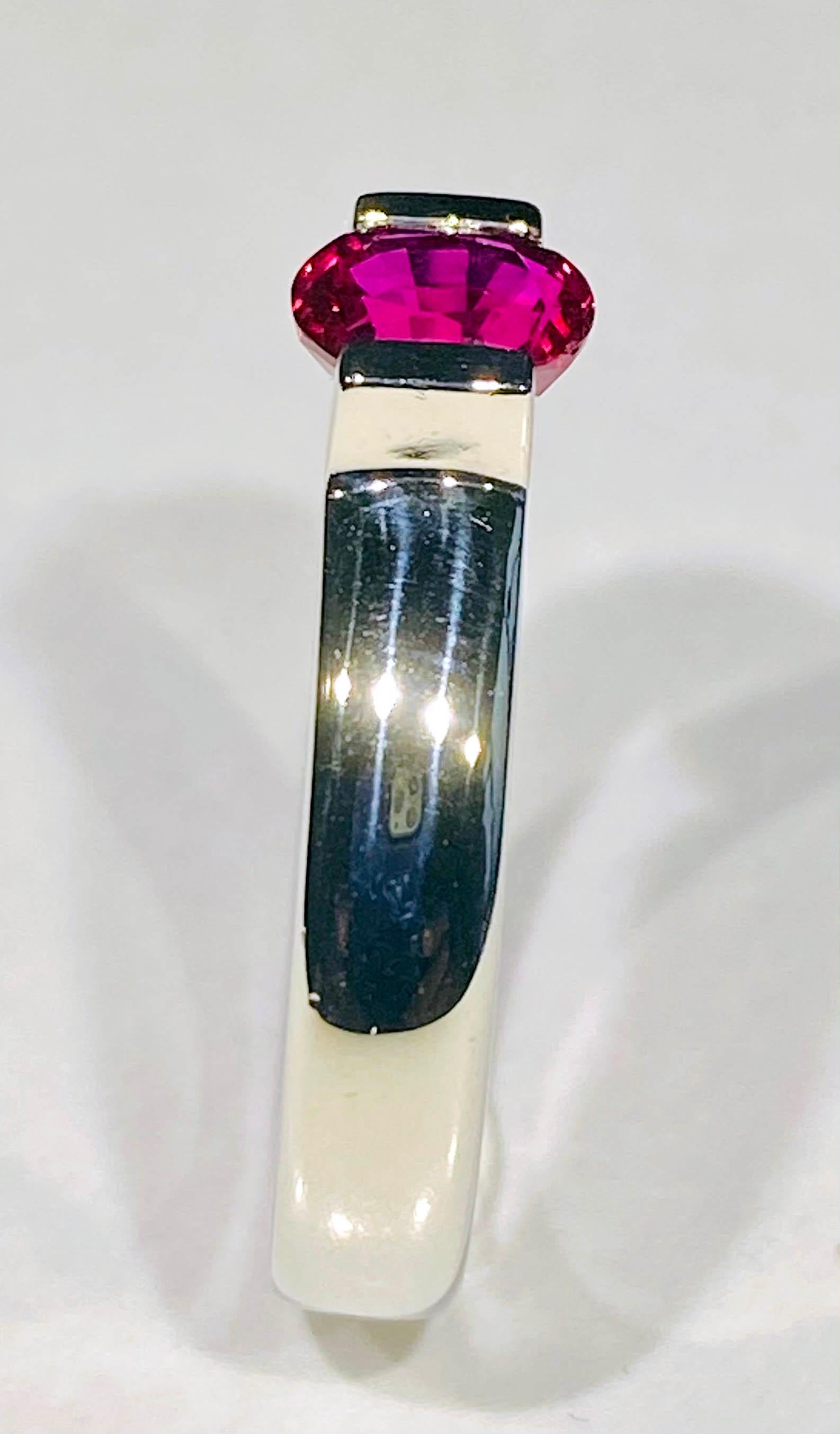 Contemporary A Kary Adam Designed, 18kt White Gold Ruby Tension Ring
