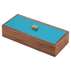 Kary, Jewellery Box in Solid Walnut and Bergamot Oil and Enamelled Copper Stopper