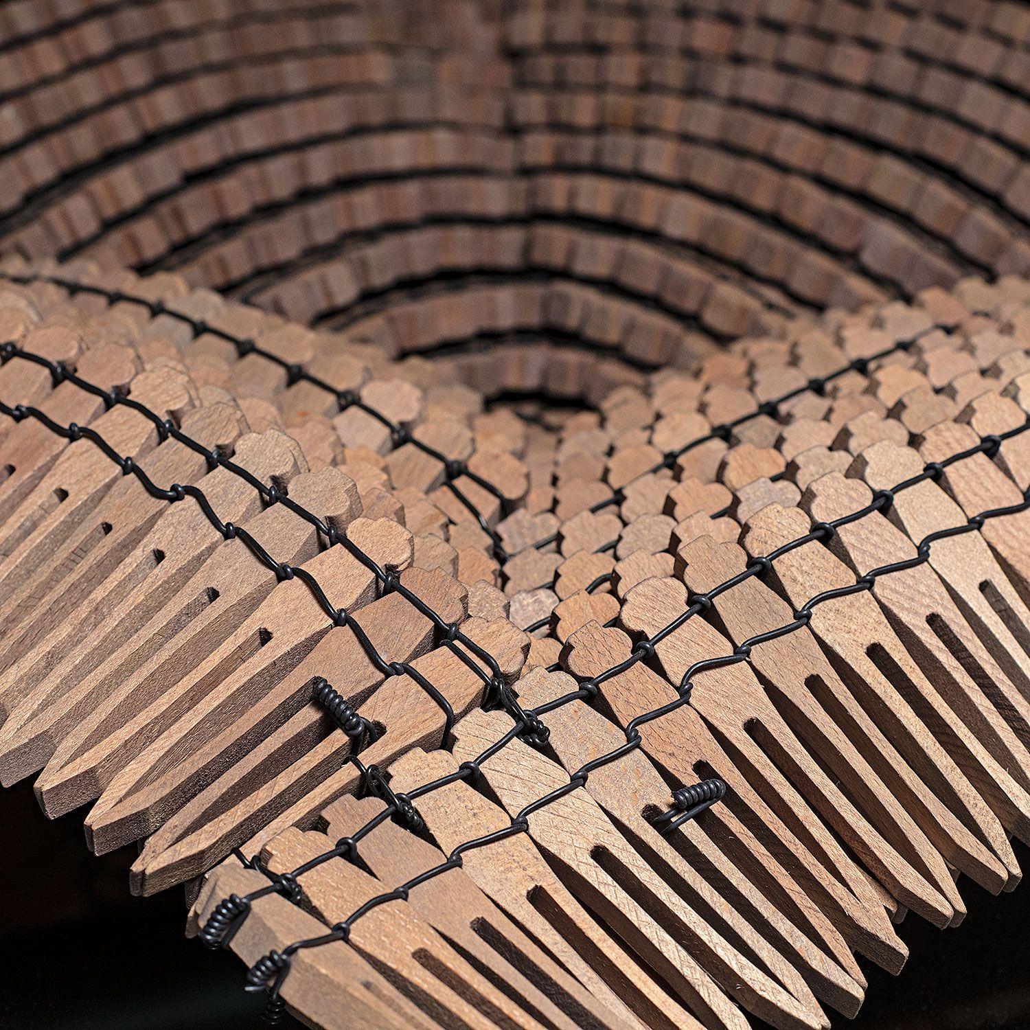 wood clothespins, wire