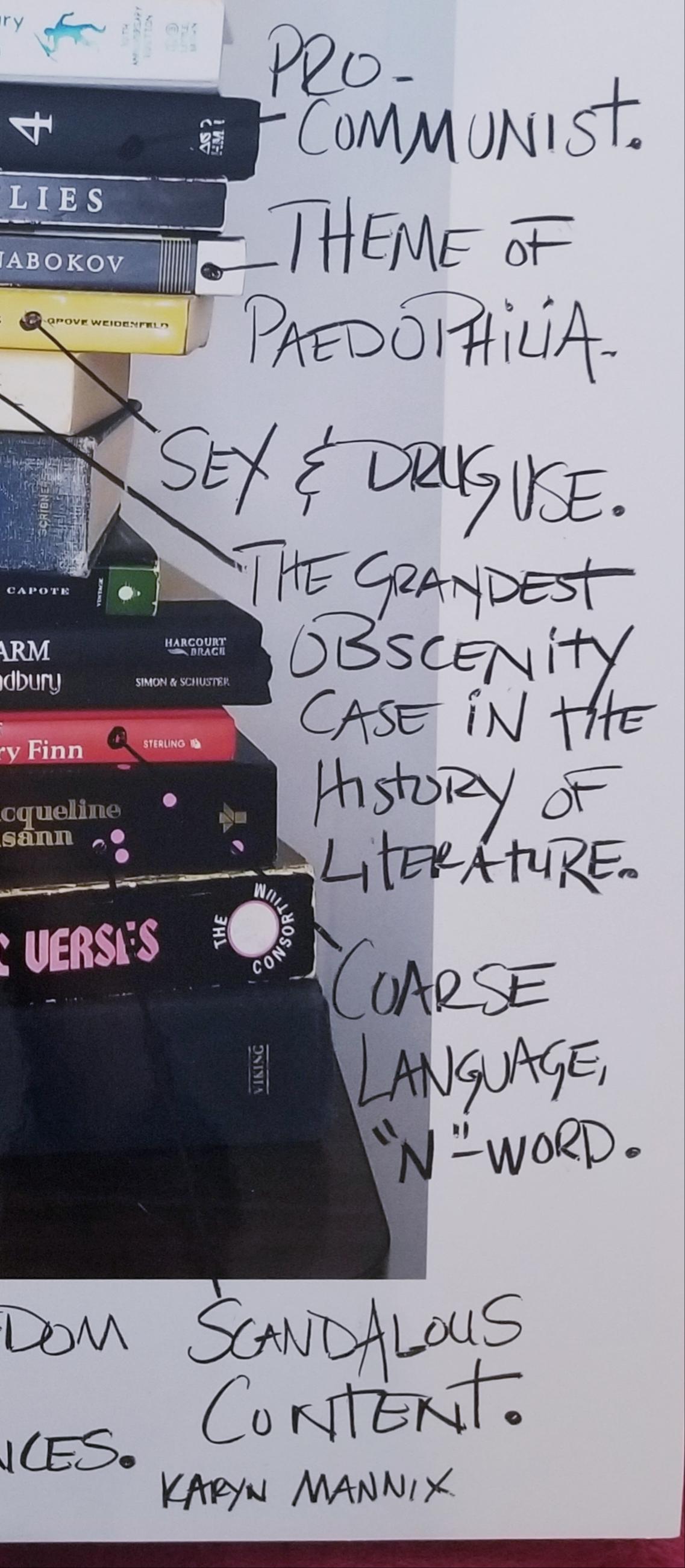 immagine difficile da fotografare
BANNED Books (viene fornito incorniciato in una cornice bianca) Le dimensioni dell'arte sono 24x18  incorniciato 26x20
Matita grassa su fotografia
Unico
L'immagine dell'espositore da parete mostra come appare