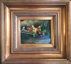 Barnyard with Four Cocks