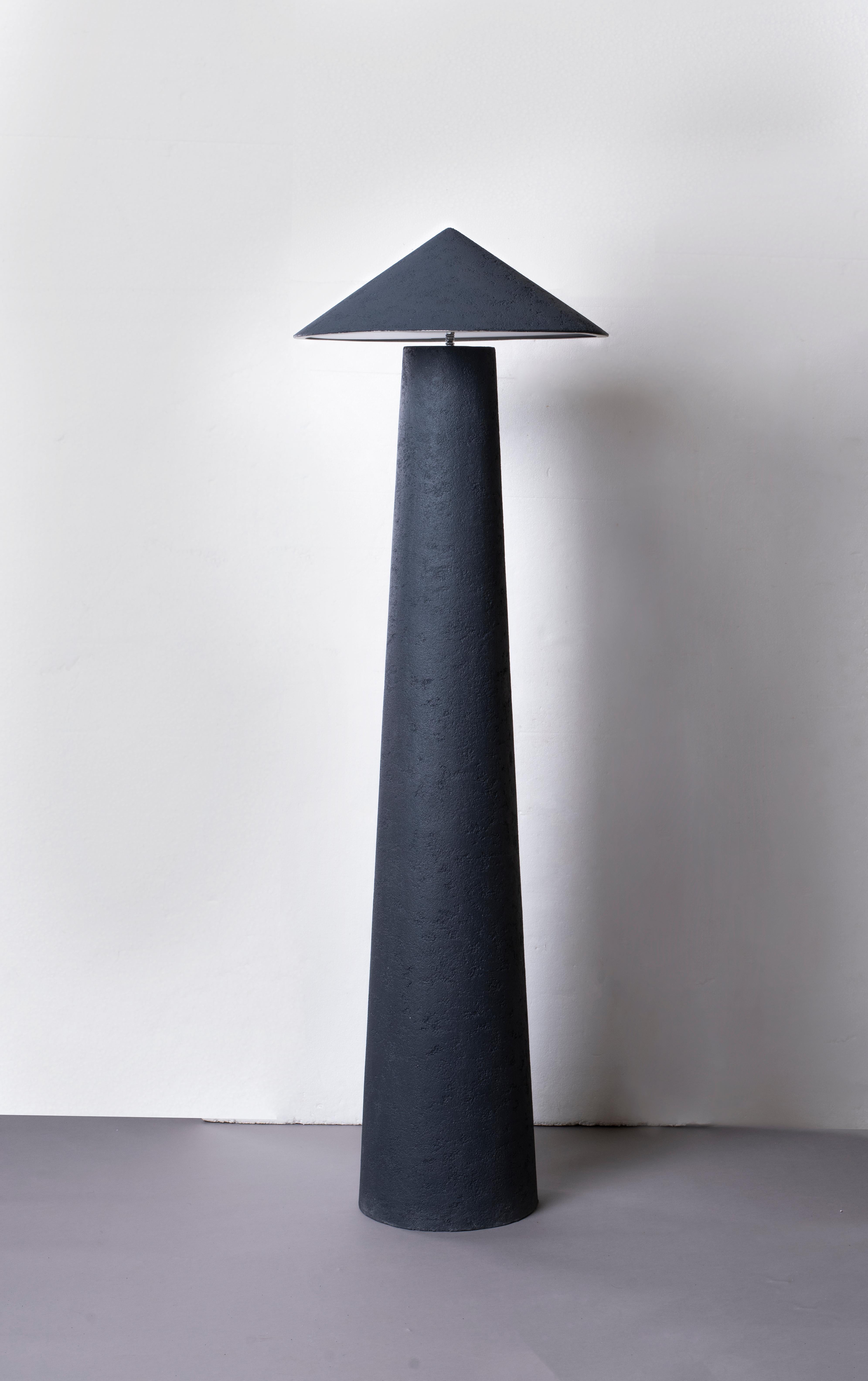 Kasa Floor Lamp by Harshita Jhamtani Designs
Dimensions: D 53.3 x H 172.7 cm
Materials: Claypaste, metal.

Available in Egg White, Charcoal Black, or Nude. Please contact us.

Introducing Kasa, a collection of lamps inspired by Japanese forms,