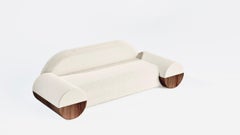 Kasa Sofa 2p by Kasadamo, Bouclé Cream with Wooden Finishes Version