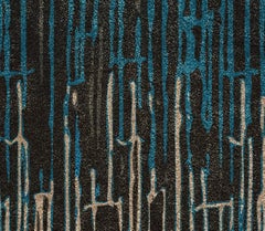 Kasai Circular Hand-Tufted Tencel Rug II in Dark Blue & Brown