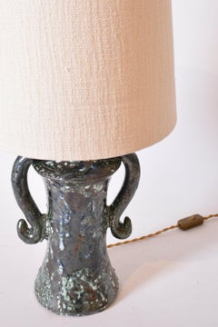 "Kasaï" Erato blue and green handles ceramic lamp 32cm, Barracuda Edition.