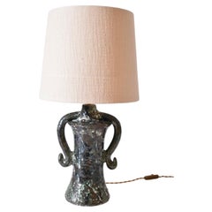 "Kasaï" Erato blue and green handles ceramic lamp 32cm, Barracuda Edition.