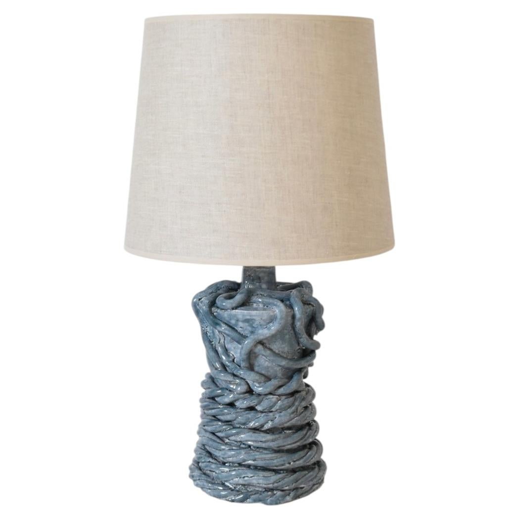 "Kasaï" Gorgone light blue ceramic lamp 32cm, Barracuda Edition.