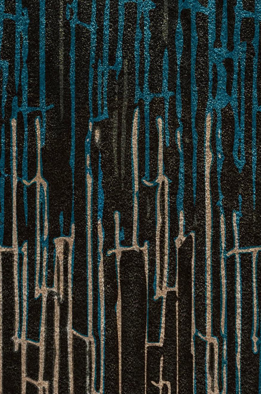 Through central Africa flows the Kasai river, giving life to agricultural lands in a region known for its sandy and infertile soil. The long & irregular stripes of Kasai rectangular rug in dark blue, light brown & dark brown depict the heavy