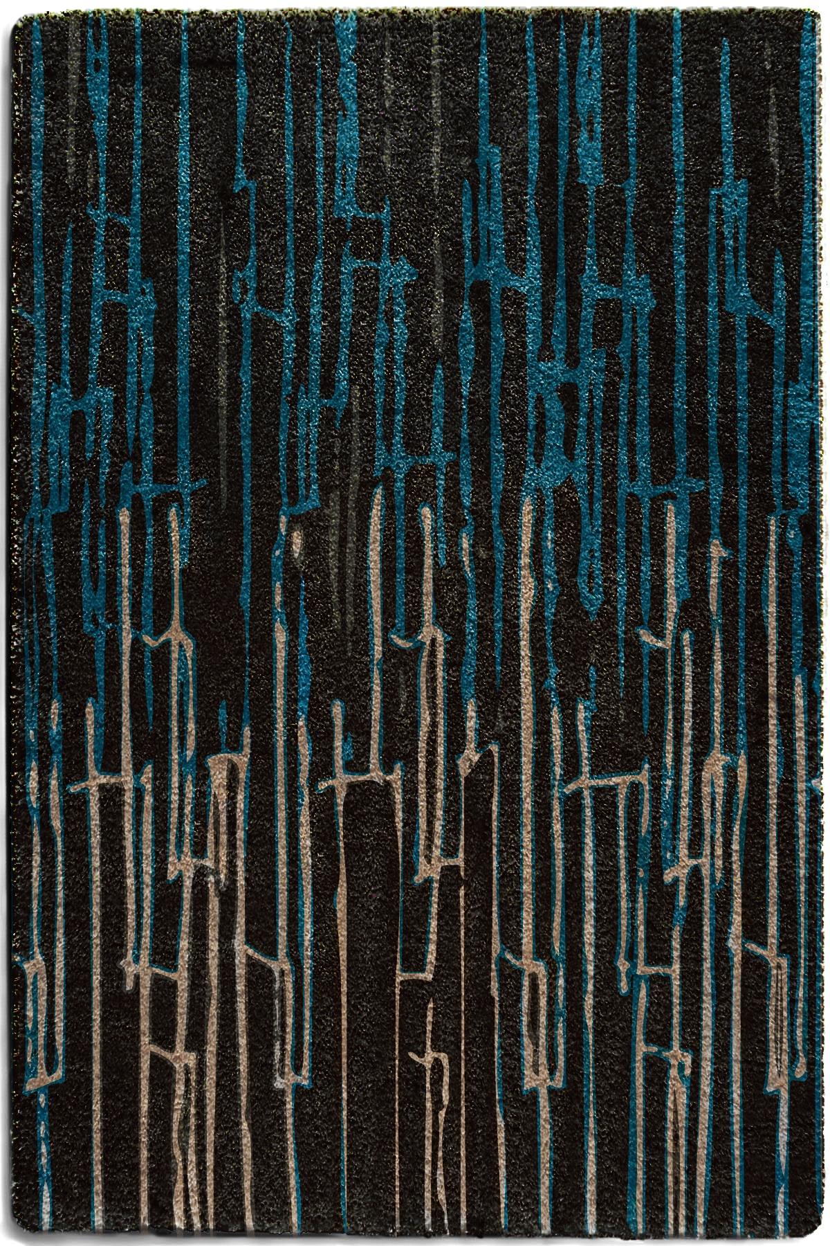 Portuguese Kasai Hand-Tufted Tencel Rug in Blue and Brown For Sale