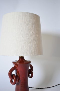 "Kasaï" red handles ceramic lamp 32cm, Barracuda Edition.
