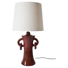 "Kasaï" red handles ceramic lamp 32cm, Barracuda Edition.