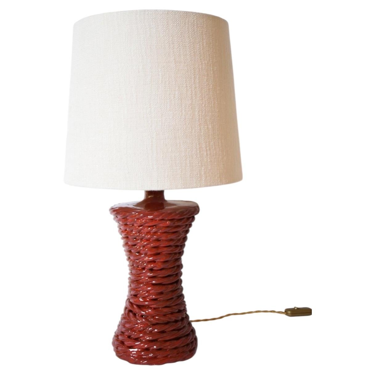 "Kasaï" red rope ceramic lamp 32cm, Barracuda Edition. For Sale