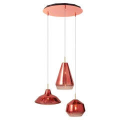 Colgante de cristal Kasar de 3 luces en cobre degradado