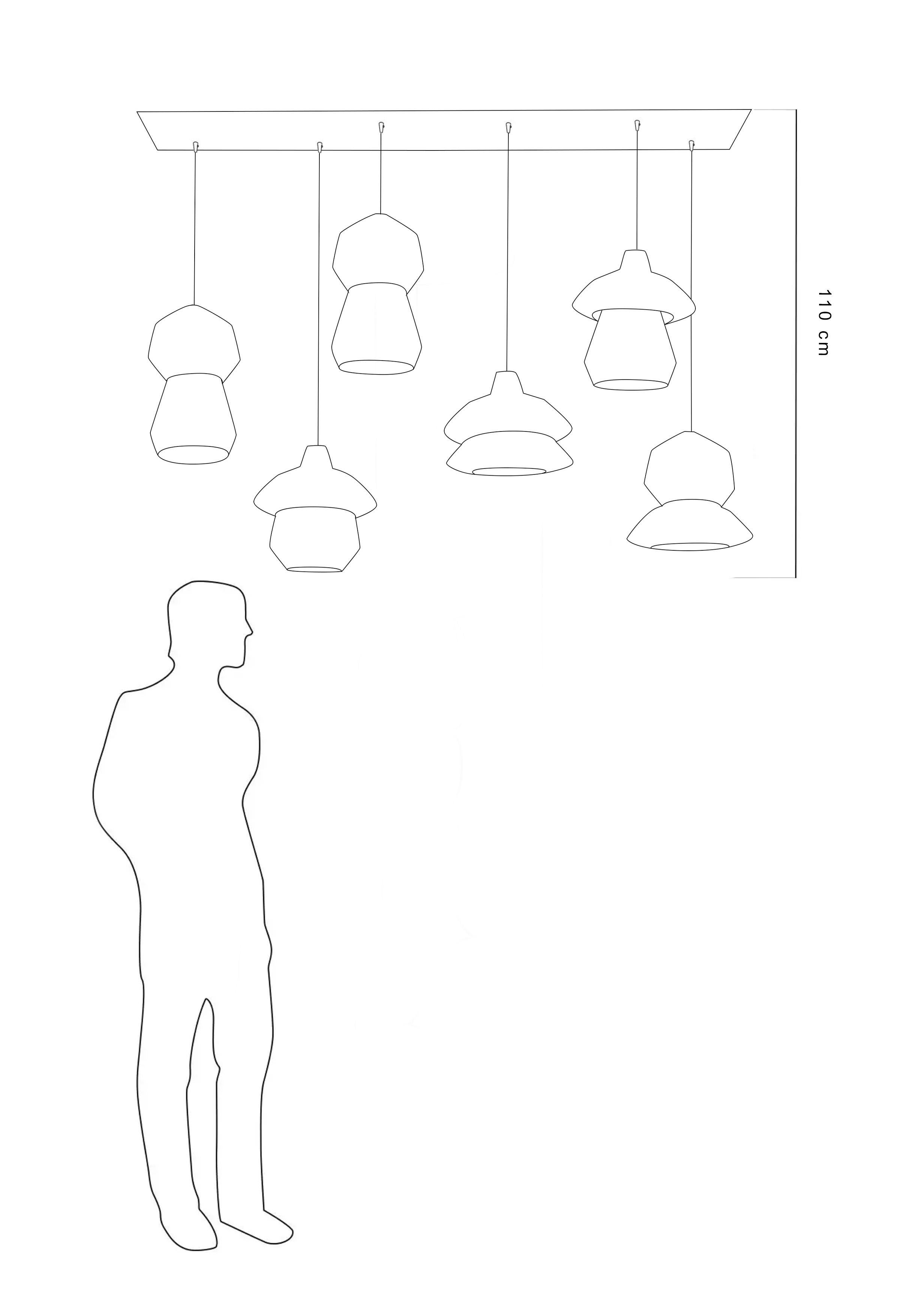 Kasar Stacked Pendelleuchte aus Gold- und Silberglas von Concept Verre (21. Jahrhundert und zeitgenössisch) im Angebot