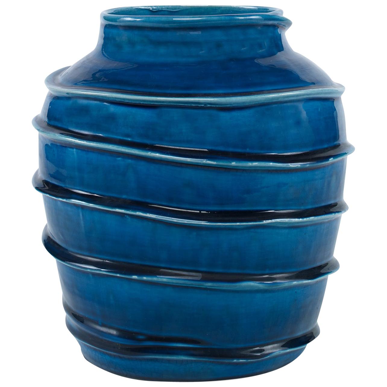 Kasey Vase in Dark Blue Ceramic by CuratedKravet