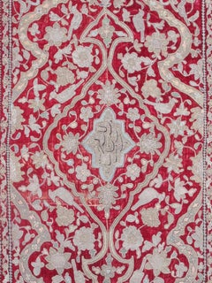 Kashan Metallic Thread Embroidery Rug, c. 1900
