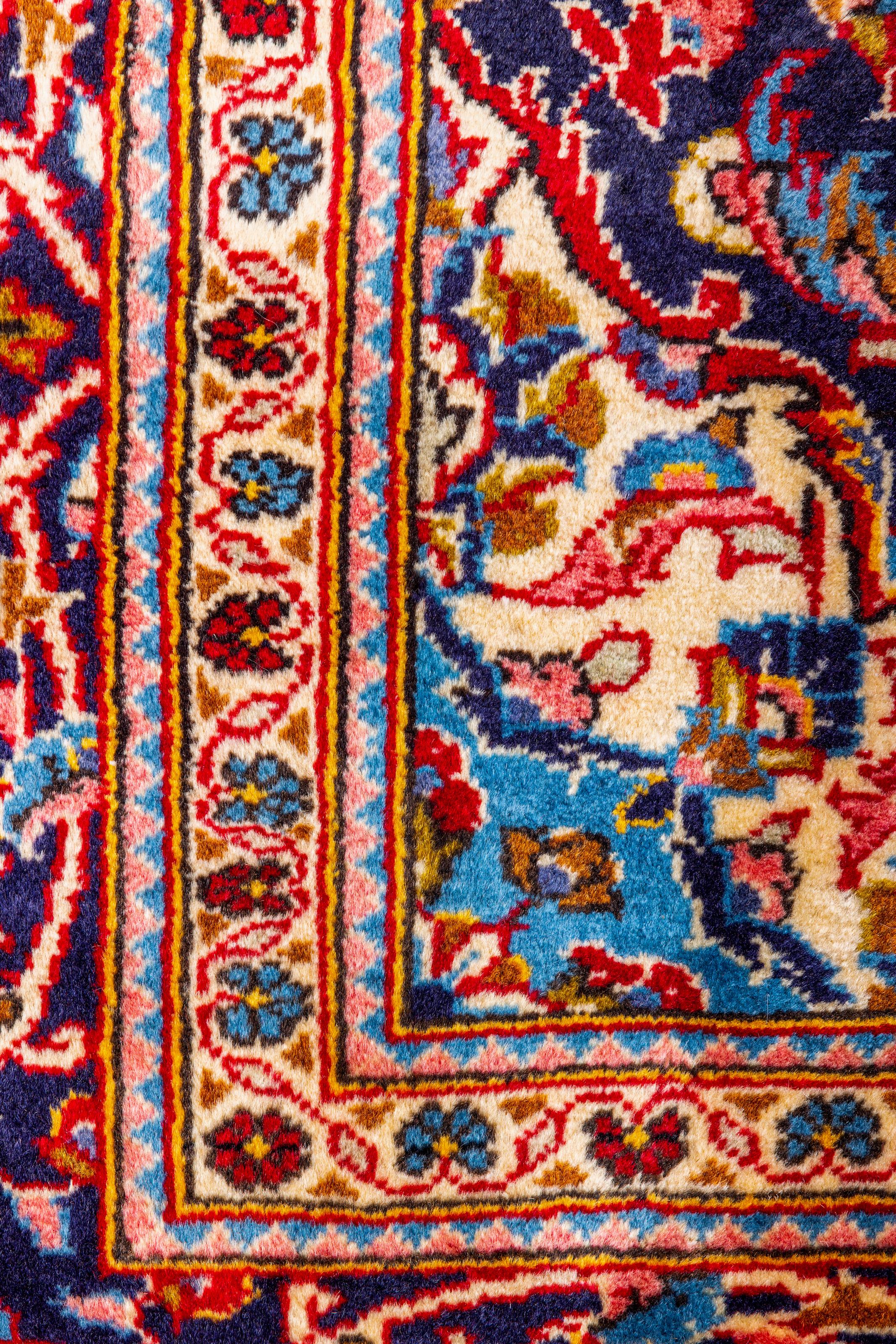 Perse Authentique tapis persan rouge à fleurs 9' 3
