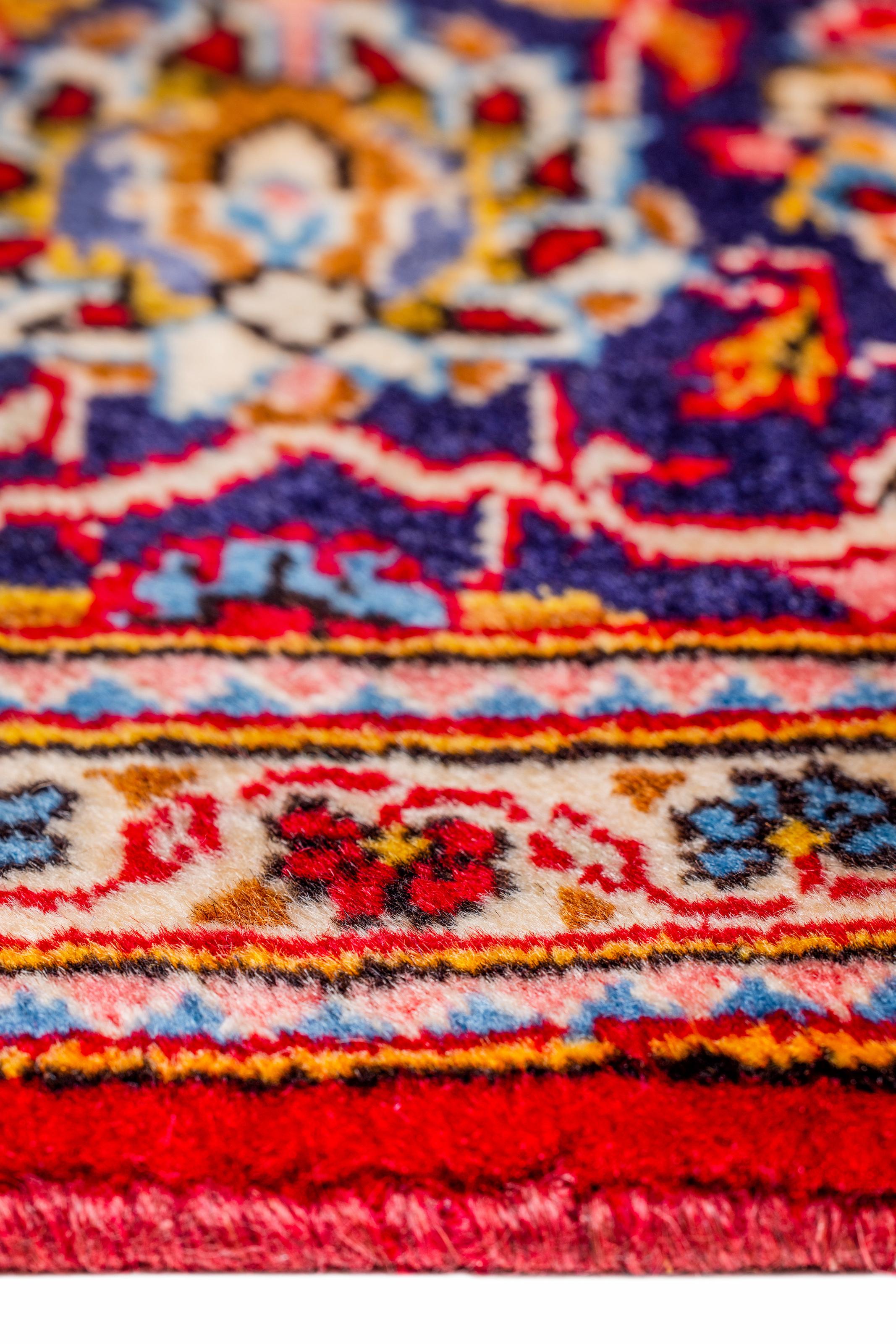 Laine Authentique tapis persan rouge à fleurs 9' 3
