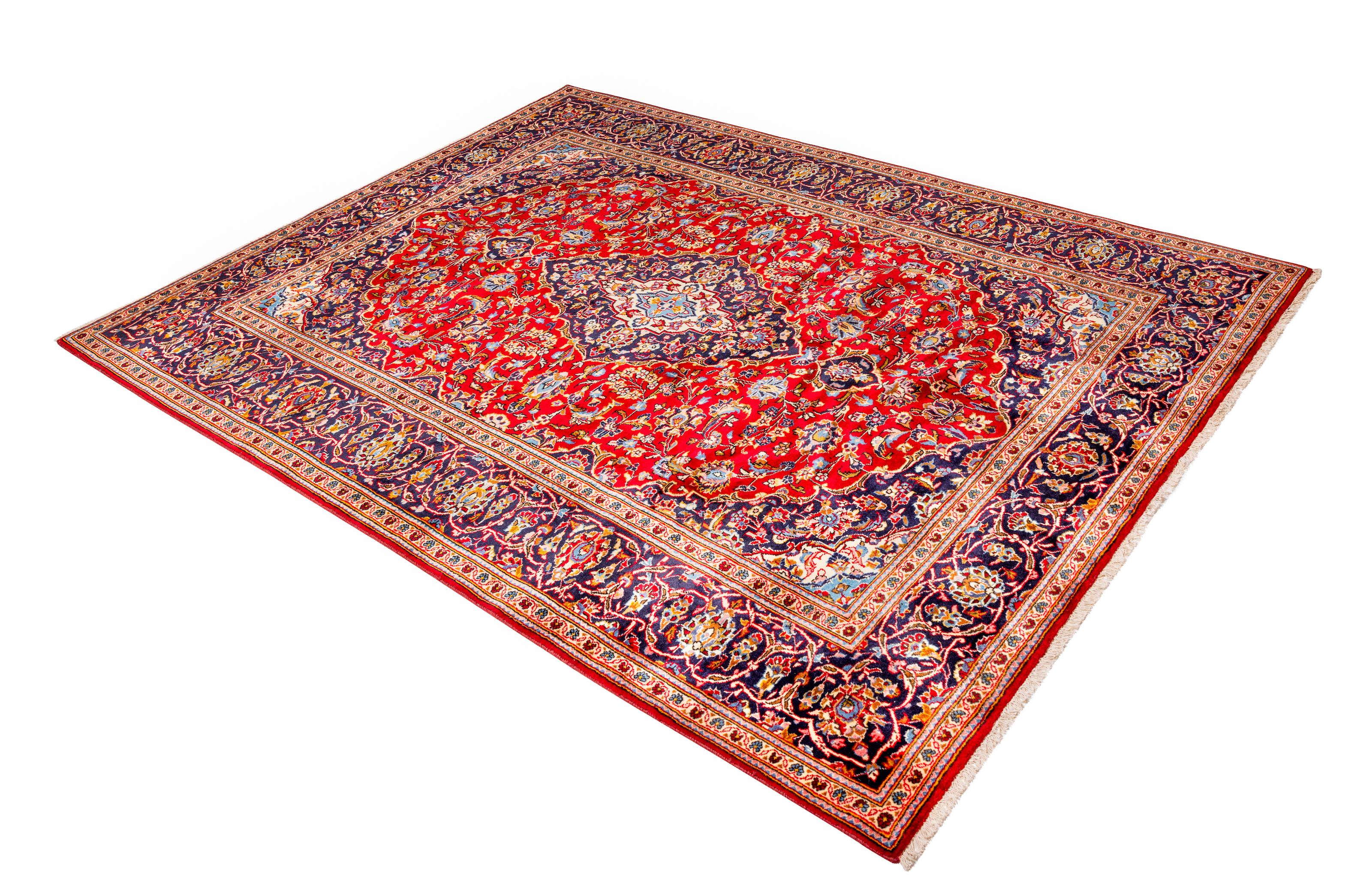 Authentique tapis persan rouge à fleurs 9' 3