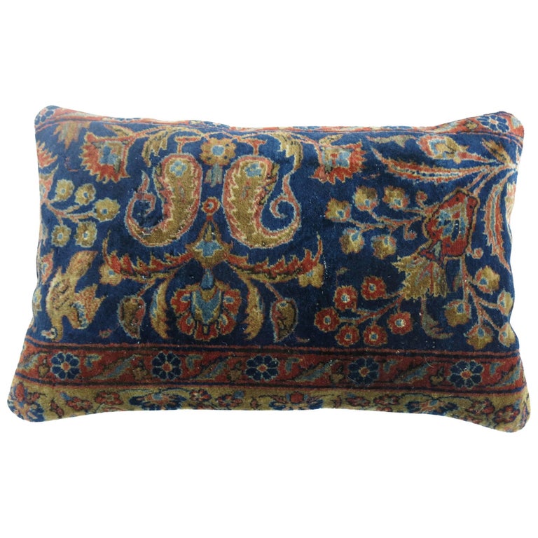 Kashan Persian Rug Lumbar Pillow at 1stDibs
