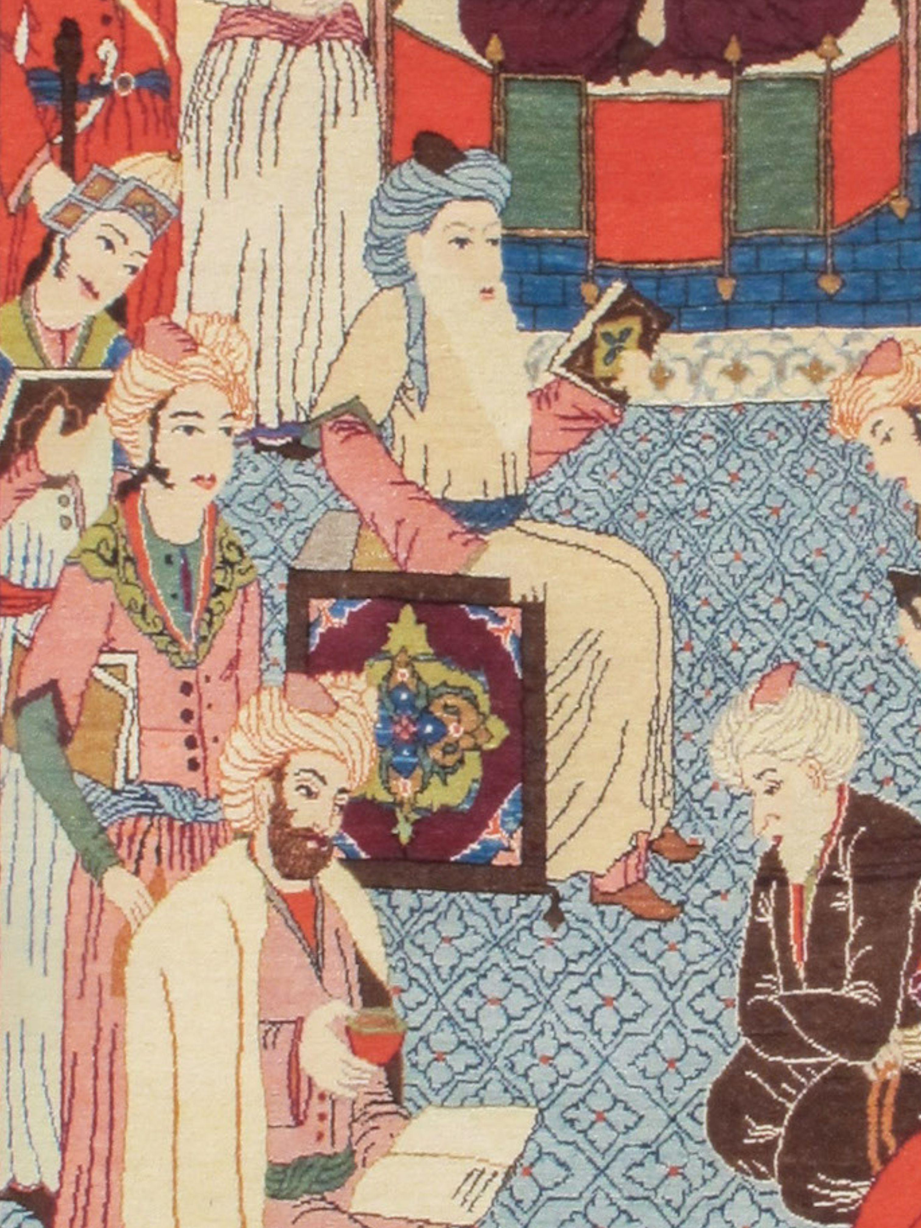 Kashan Bildteppich, um 1960 (Handgeknüpft) im Angebot