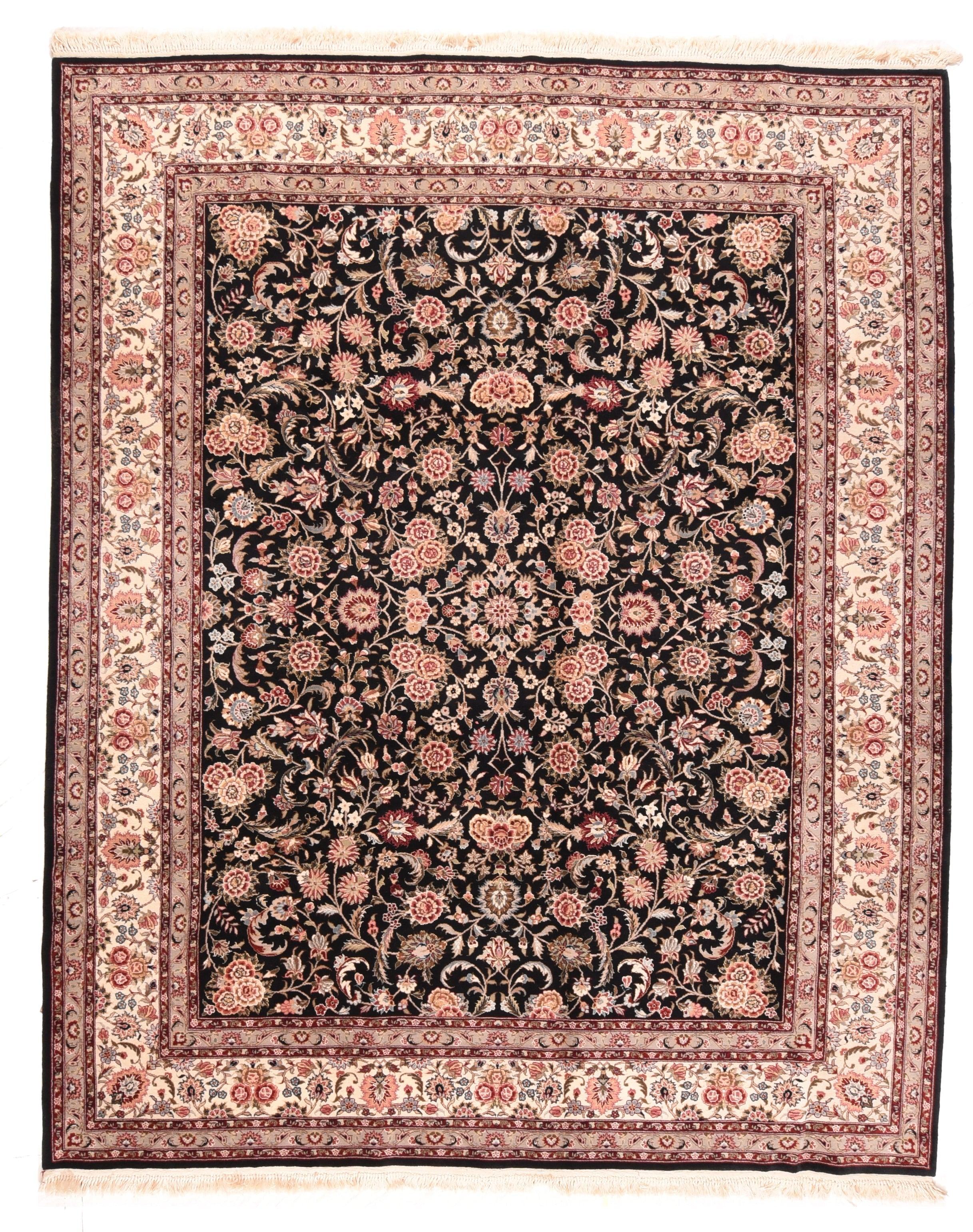 Indien Tapis Kashan 7'9'' x 9'9'' en vente