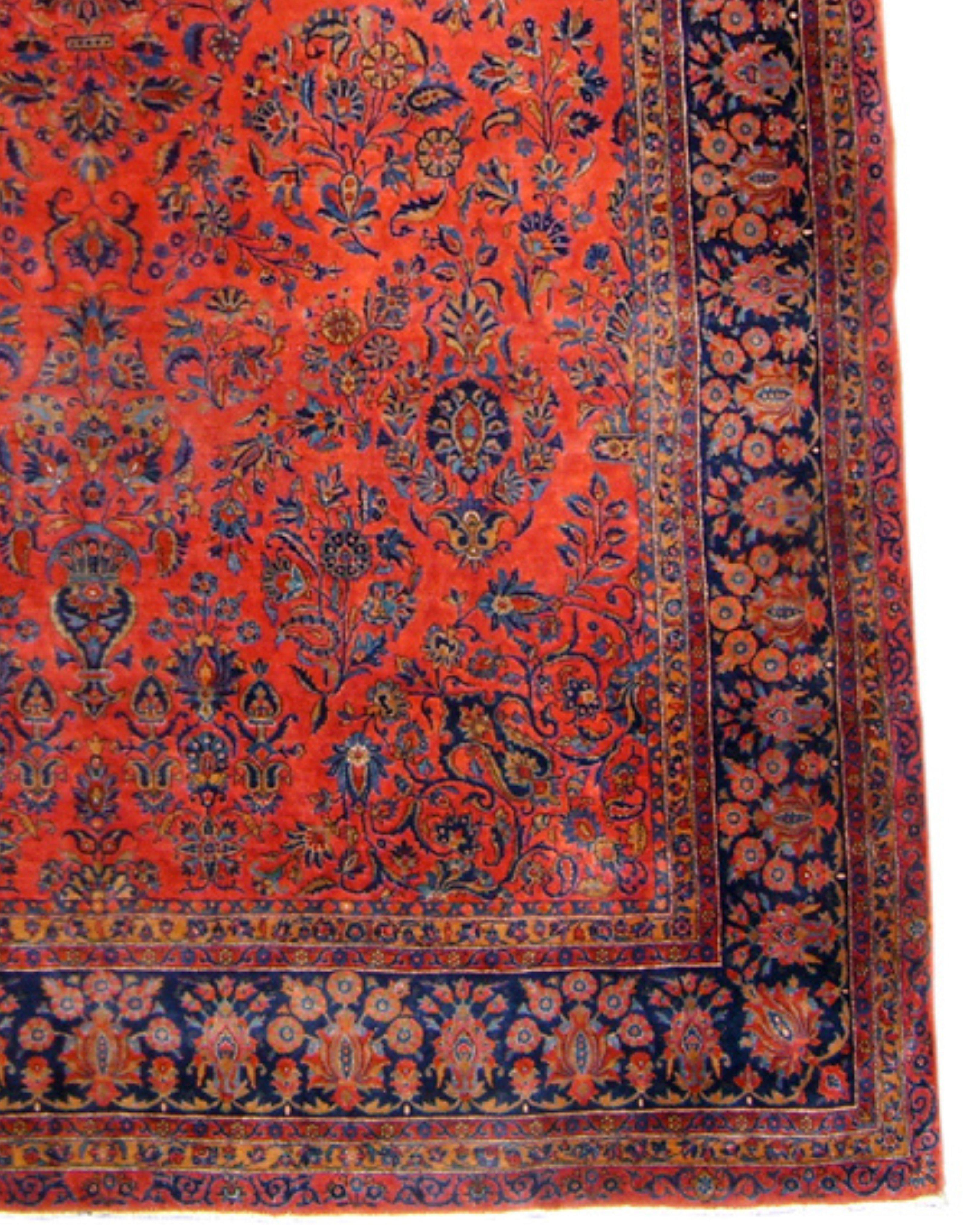 Kashan Rug 14986, Early 20th Century

This classic early twentieth-century Kashan carpet paints springs of flowers either emanating from pots, clustered around stylized palmettes, or arranged in individual bunches. While the initial impression the