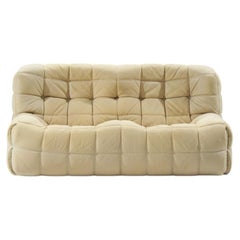Kashima 2 seater in original cream leather by Michel Ducaroy - Ligne Roset 1980
