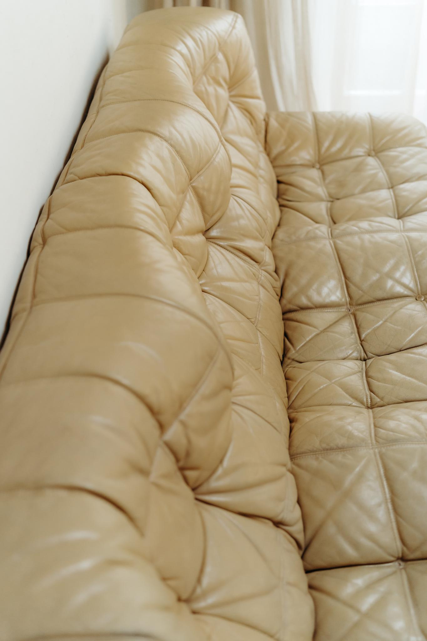 Kashima 3-Sitzer, beiges Leder von Michel Ducaroy für Ligne Roset im Angebot 6