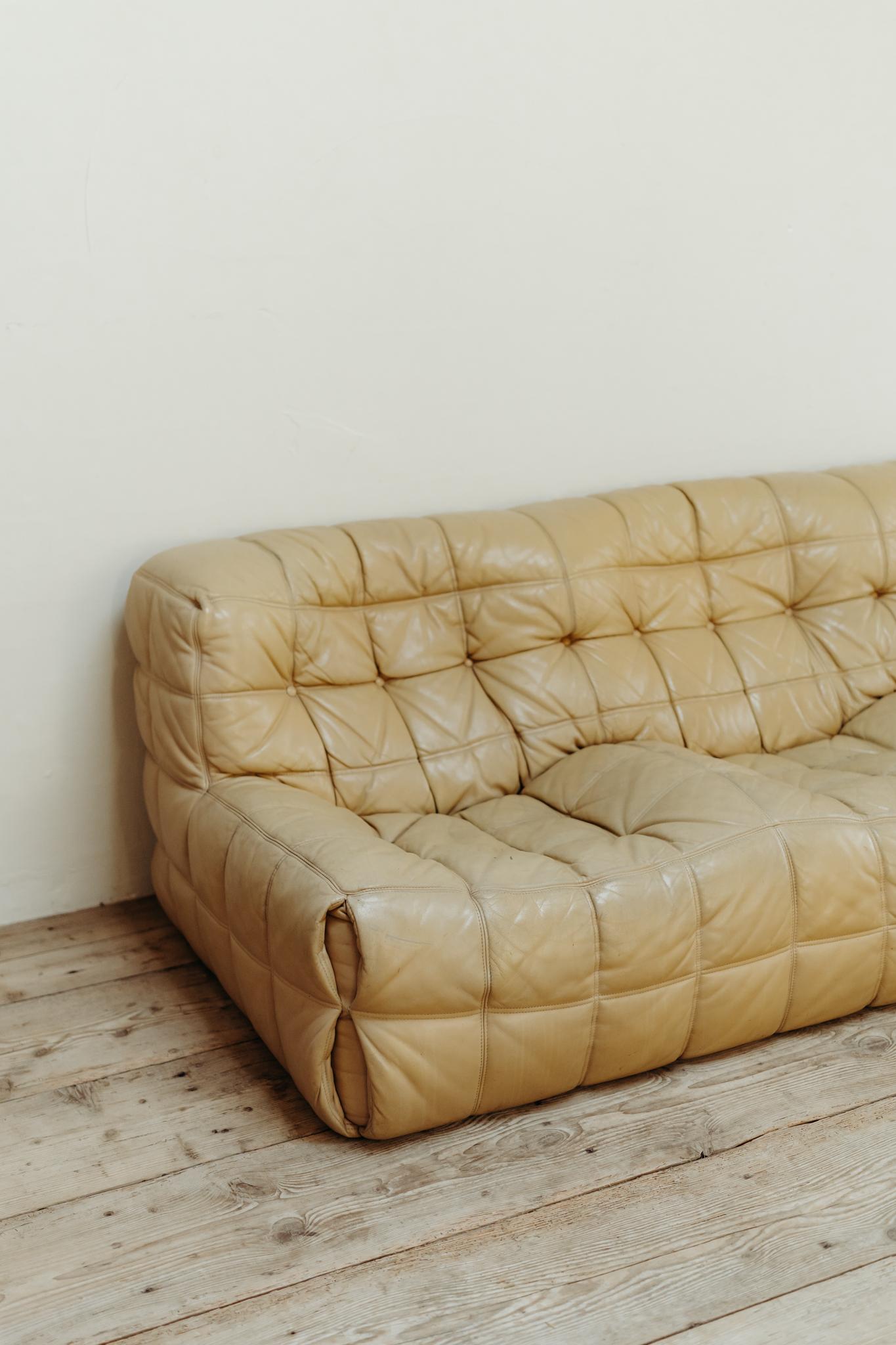Kashima 3-Sitzer, beiges Leder von Michel Ducaroy für Ligne Roset im Zustand „Gut“ im Angebot in Brecht, BE