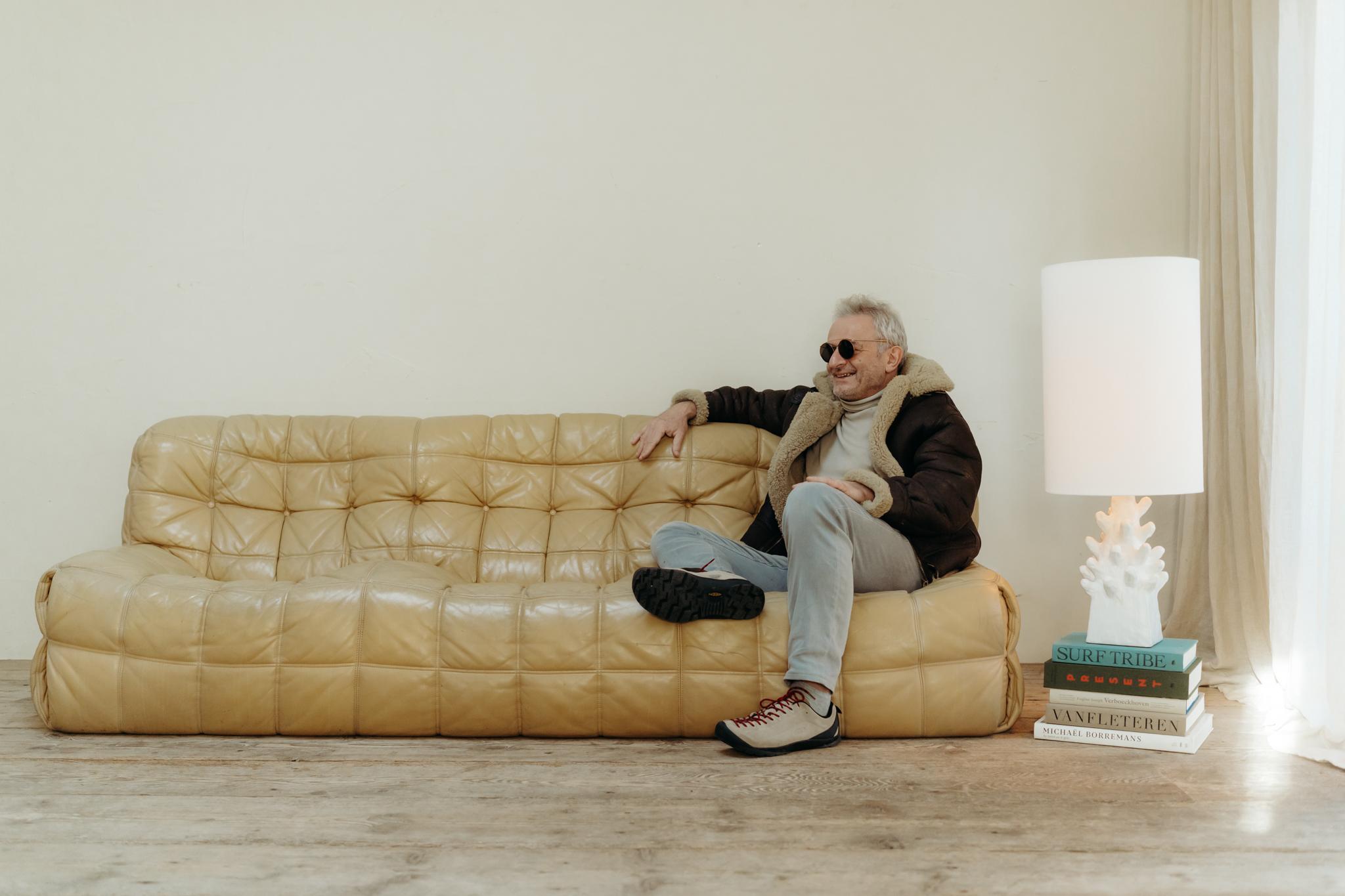 Kashima 3-Sitzer, beiges Leder von Michel Ducaroy für Ligne Roset im Angebot 1