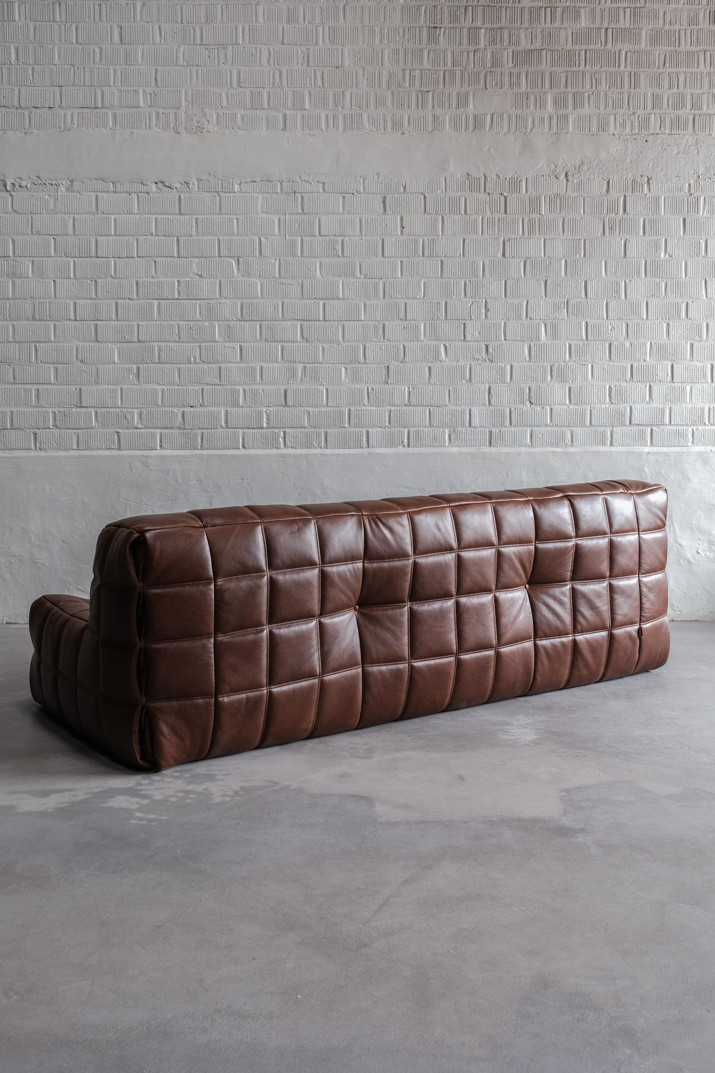 Kashima 3 seater leather sofa designed by Michel Ducaroy for Ligne Roset 1970 6