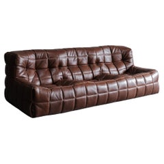 Vintage Kashima 3 seater leather sofa designed by Michel Ducaroy for Ligne Roset 1970