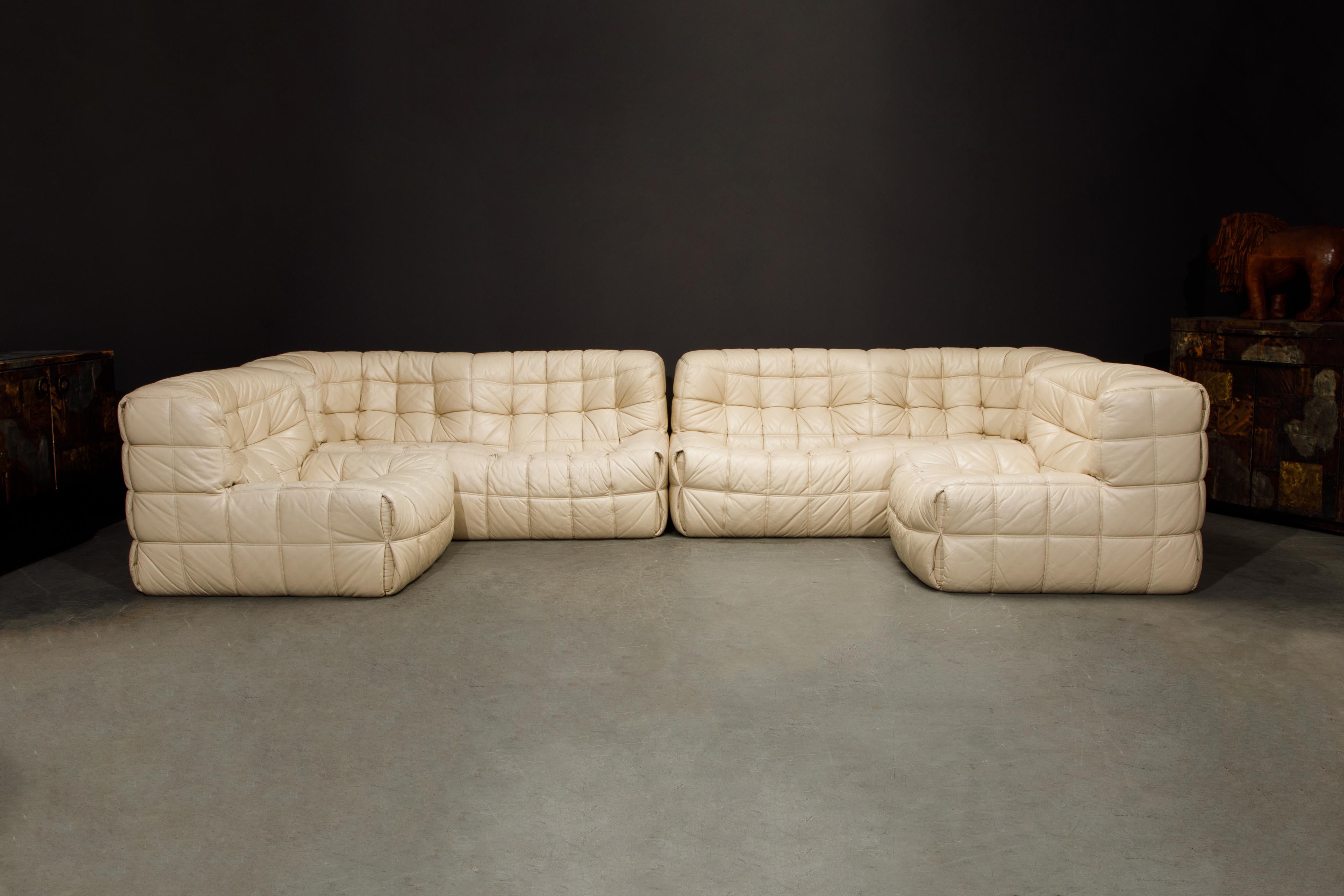 French 'Kashima' Leather Sectional by Michel Ducaroy for Ligne Roset, c. 1976, Signed