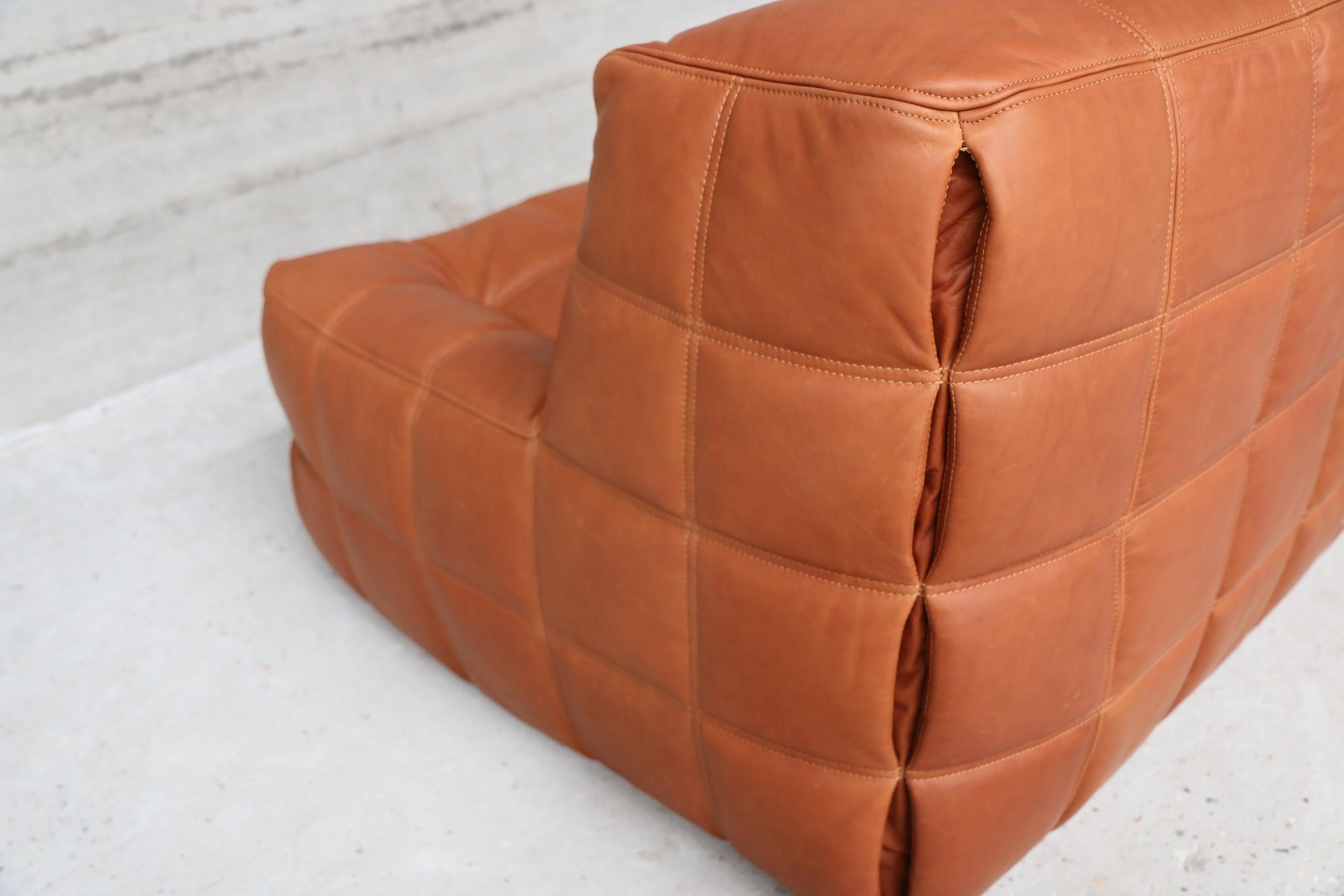 Kashima Lounge Chair in Cognac Full Grain Natural Leather for Ligne Roset France 2
