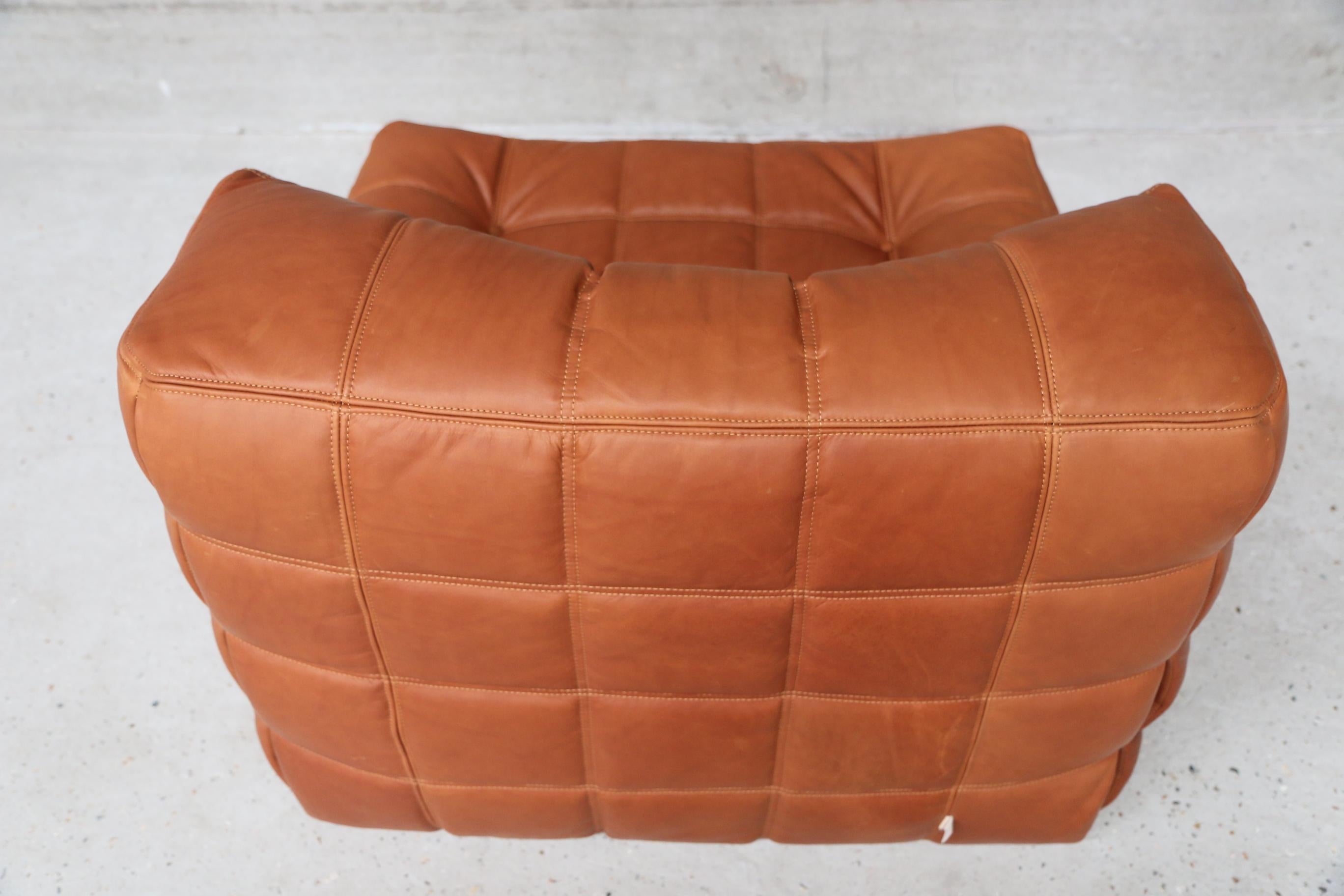 Kashima Lounge Chair in Cognac Full Grain Natural Leather for Ligne Roset France 5