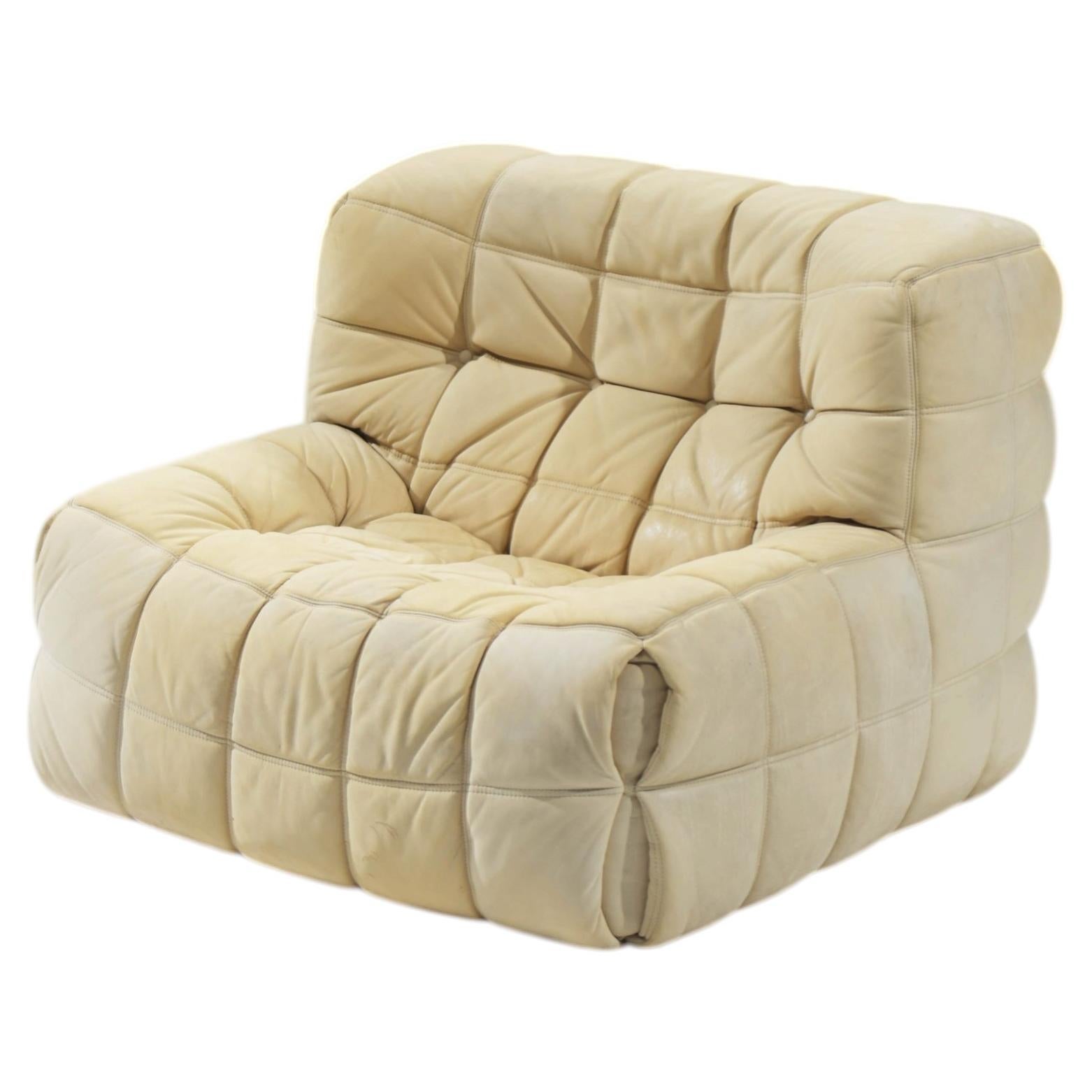 Kashima lounge chair in original leather by Michel Ducaroy - Ligne Roset 1980