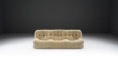 Kashima lounge set in original cream leather by Michel Ducaroy  Ligne Roset 1980