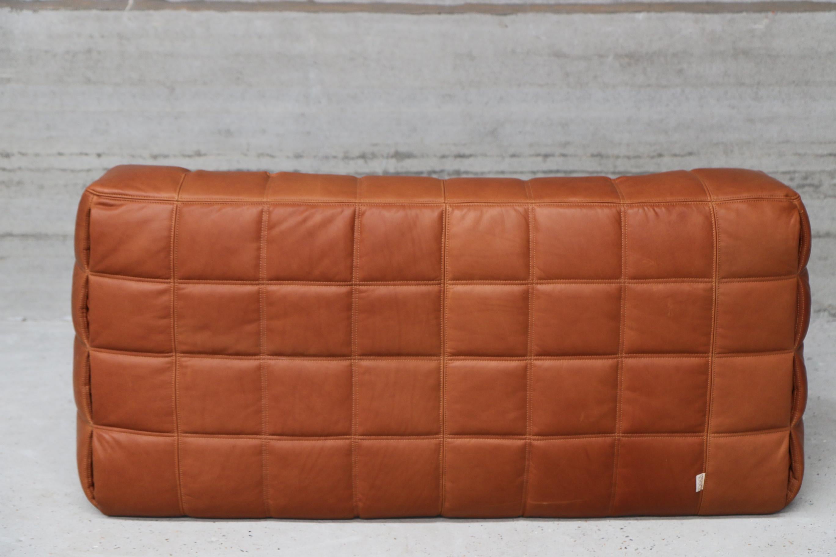 Kashima Loveseat in Cognac Full Grain Natural Leather for Ligne Roset France TOP For Sale 1