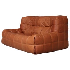 Kashima Loveseat en cuir naturel pleine graine cognac pour Ligne Roset France TOP