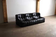 Kashima Three Seater Sofa In Black Leather By Michel Ducaroy For Ligne Roset