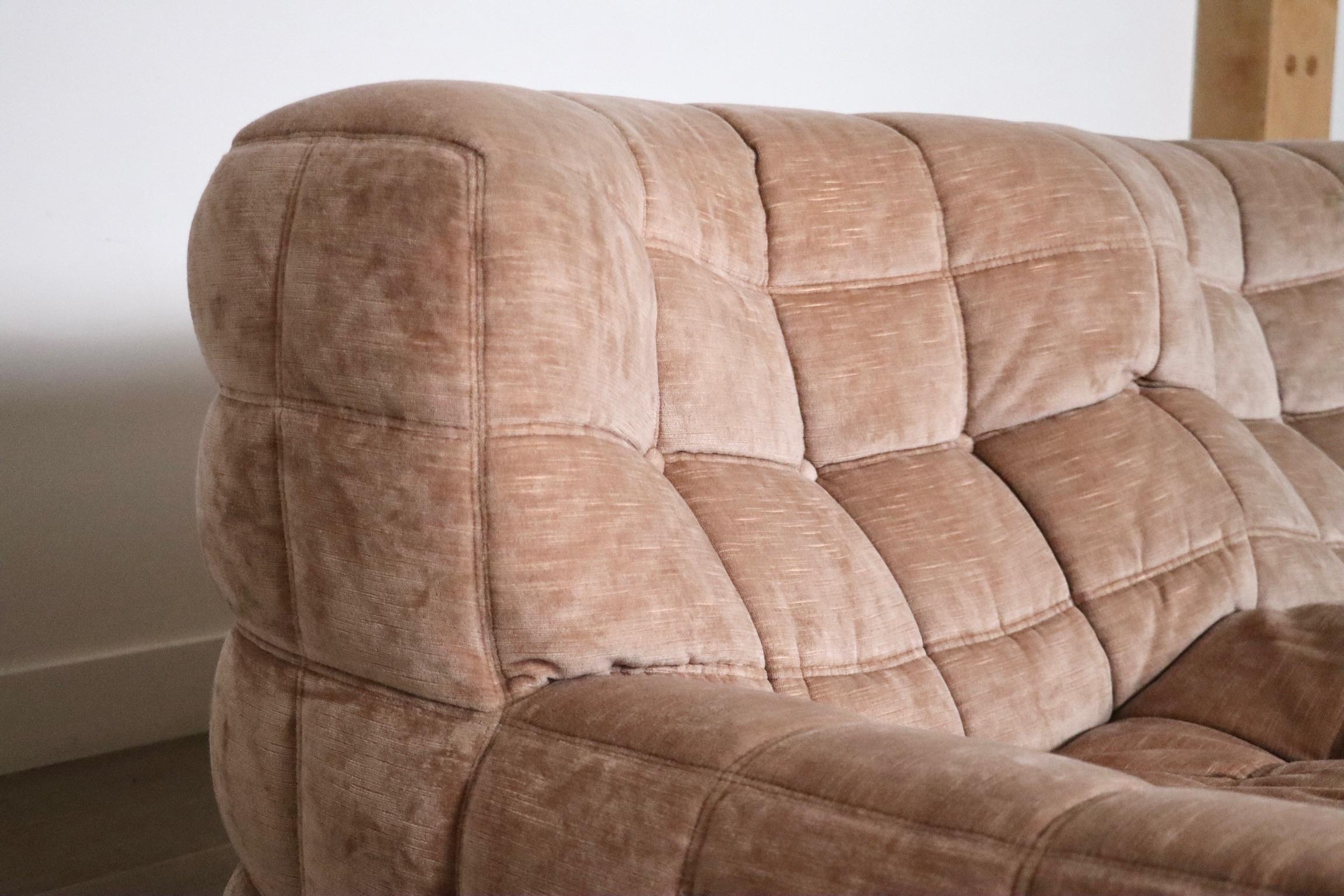 Kashima three seater sofa in velvet by Michel Ducaroy for Ligne Roset, 1970s 3