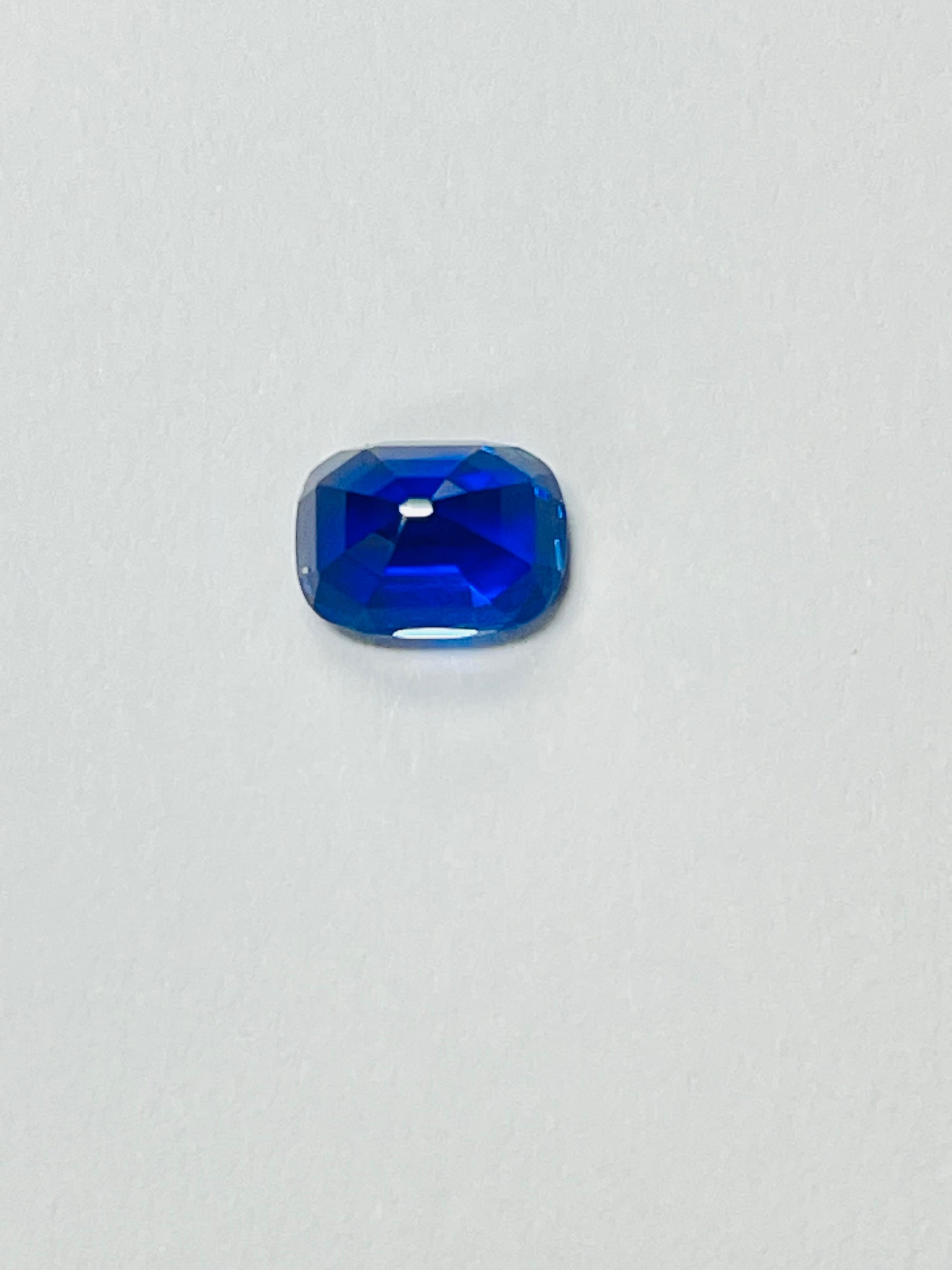Women's or Men's Kashmir 4.03 Carat Antique Cushion Cut Royal Blue Sapphire, SSEF Certified. For Sale