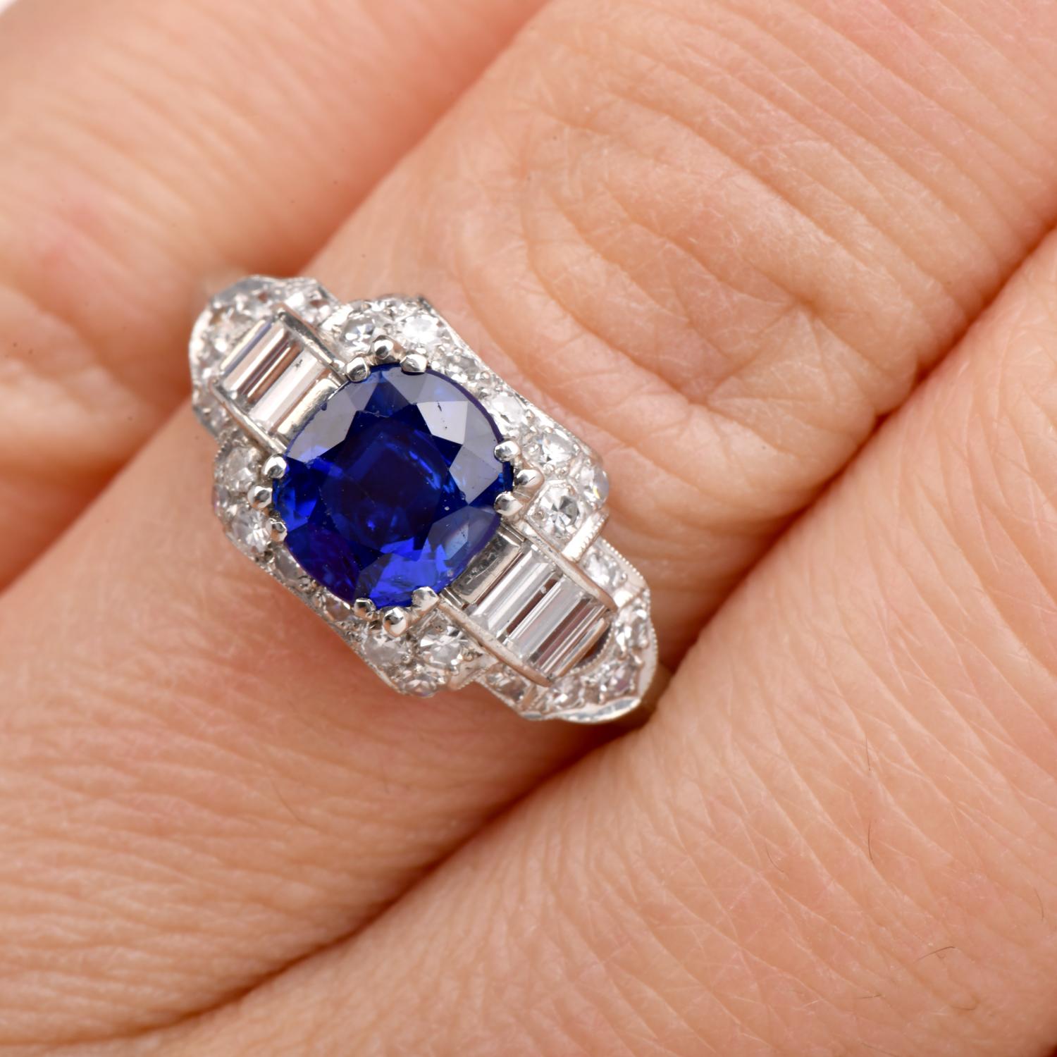 Oval Cut Kashmir AGL GIA No Heat Sapphire 2.53cts Diamond Platinum Ring For Sale
