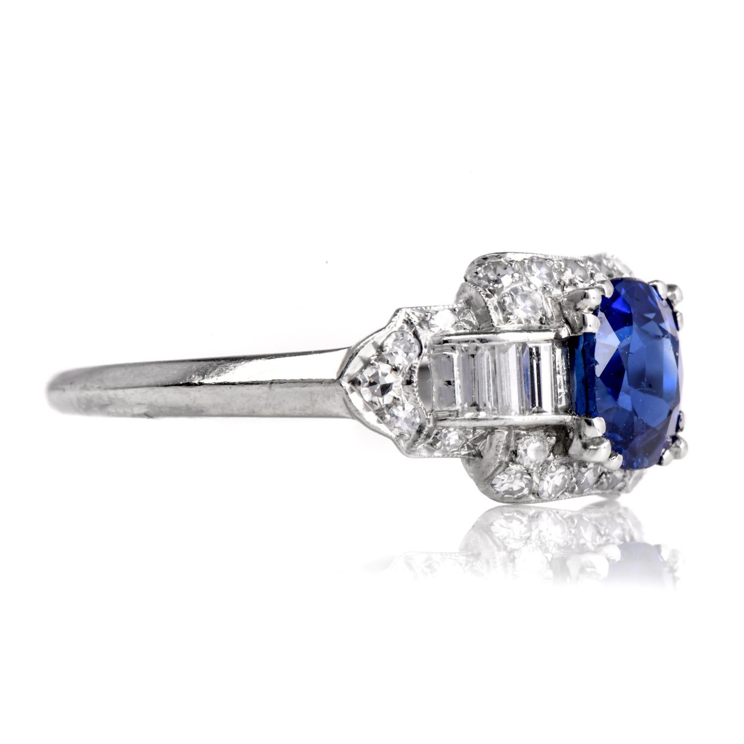 Kashmir AGL GIA No Heat Sapphire 2.53cts Diamond Platinum Ring For Sale 1