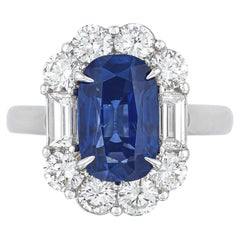 Kaschmir Kaschmir-Blauer Saphir Antiker Kissenschliff Ring ohne Hitze und Diamant, SSEF zertifiziert