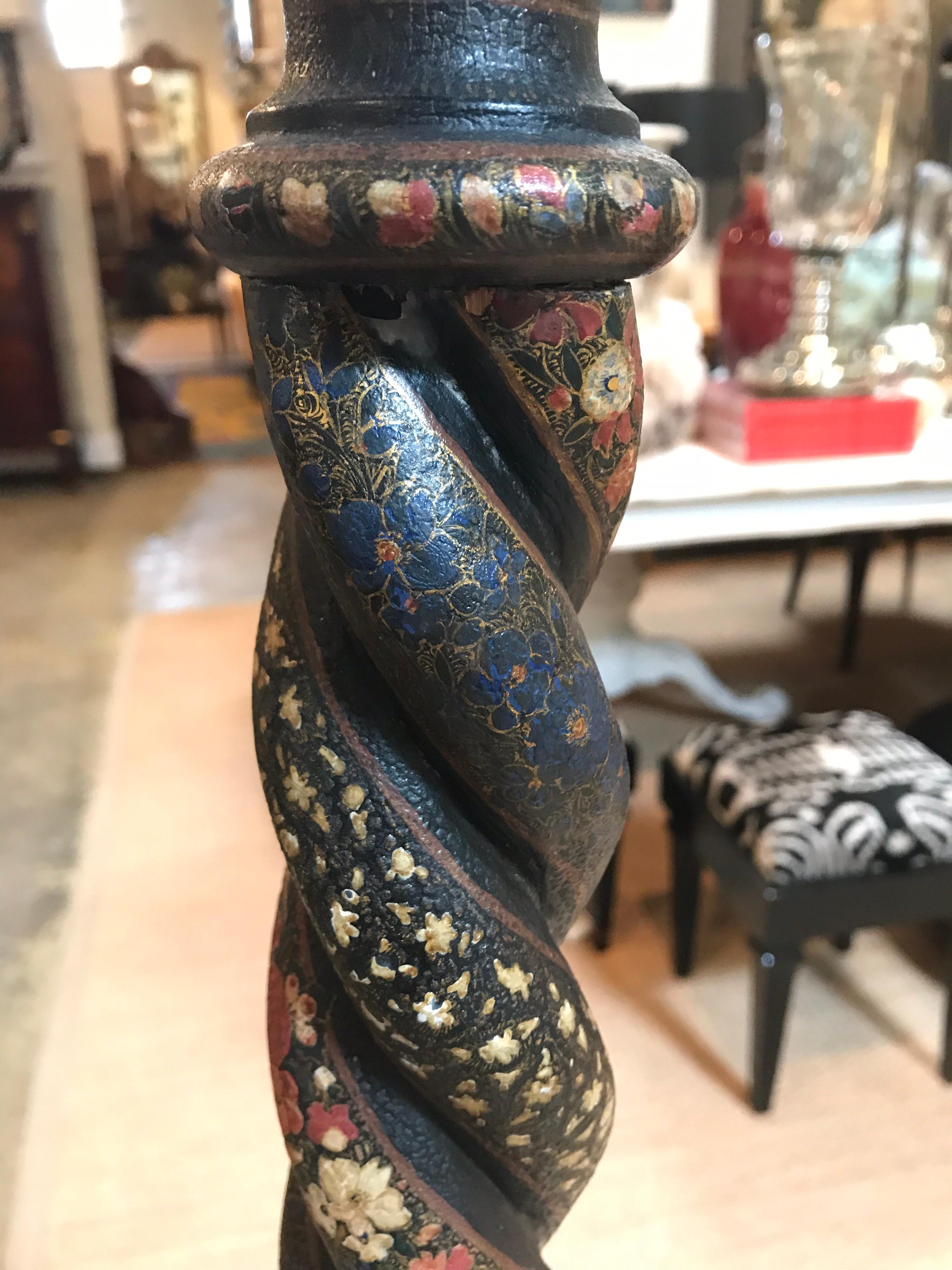 19th Century Kashmir Floor Lamp with Twisting Stem For Sale