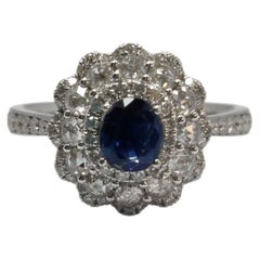 Kashmir Halo - GIA Certified Rare Kashmir Sapphire Ring set with Diamond in 18K