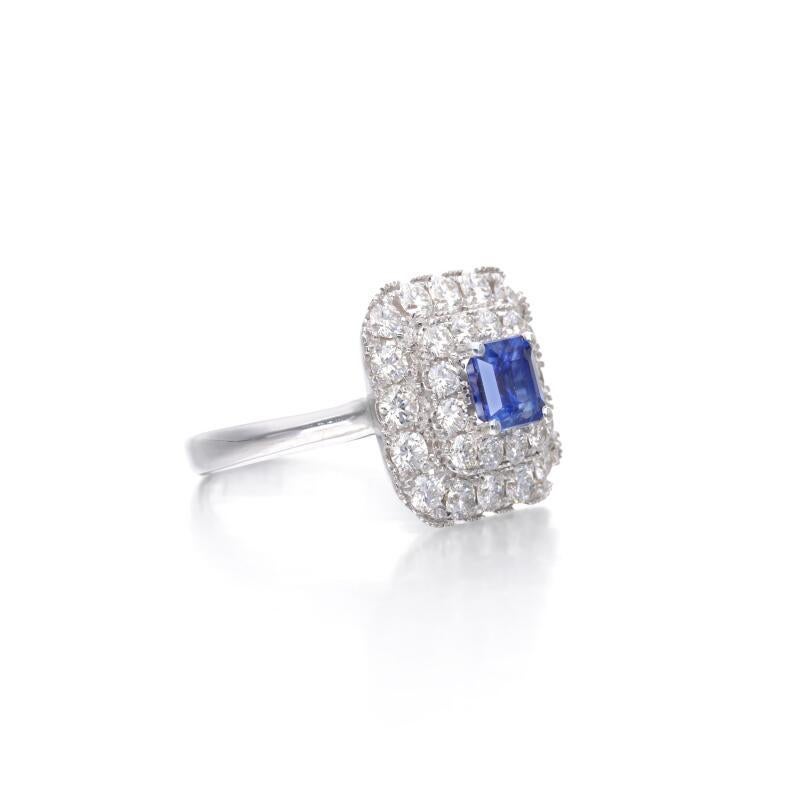 Anello di fidanzamento con zaffiro Kashmir No Heat carati 1,30 con certificato GIA in vendita 5