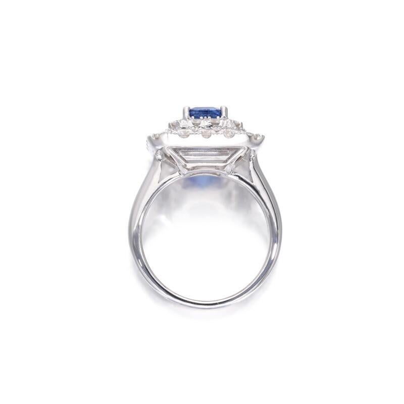 Anello di fidanzamento con zaffiro Kashmir No Heat carati 1,30 con certificato GIA in vendita 4